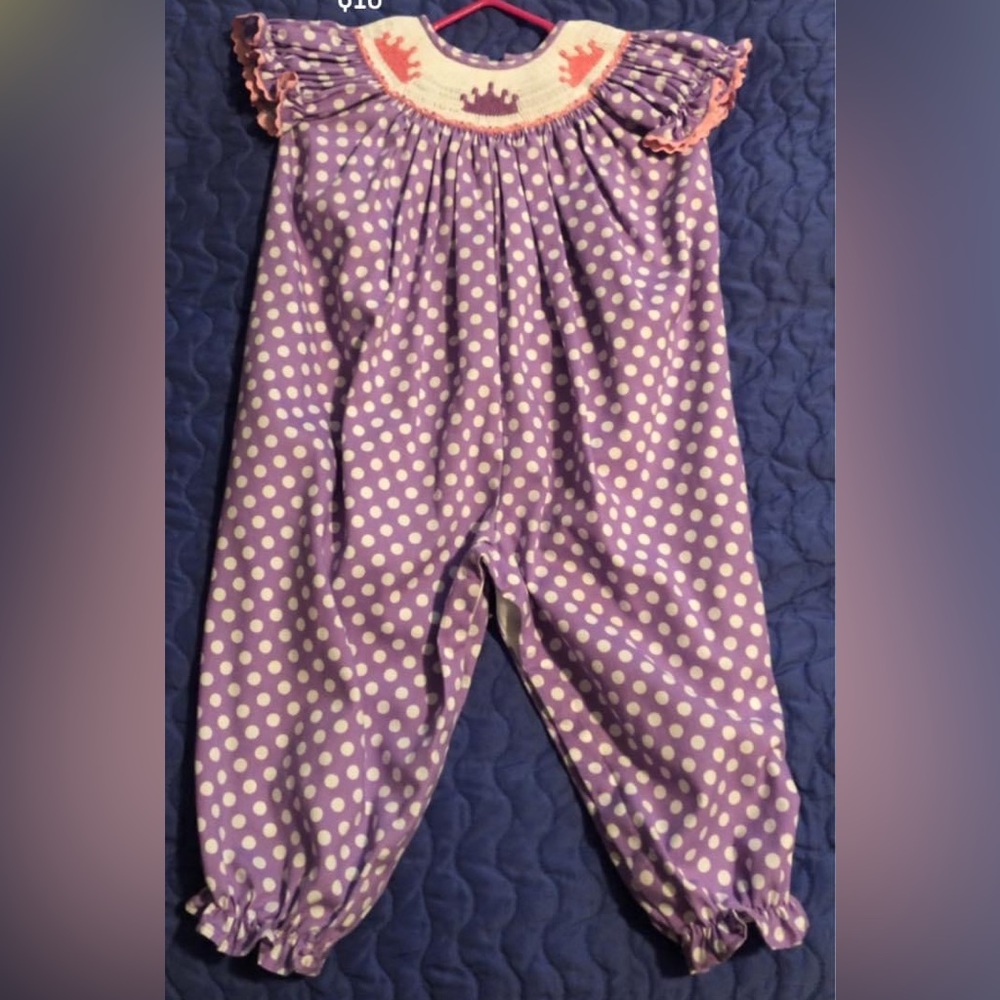 18 month Southern Tots princess smocked romper